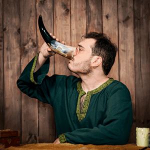 Engraved Cross Drinking Horn