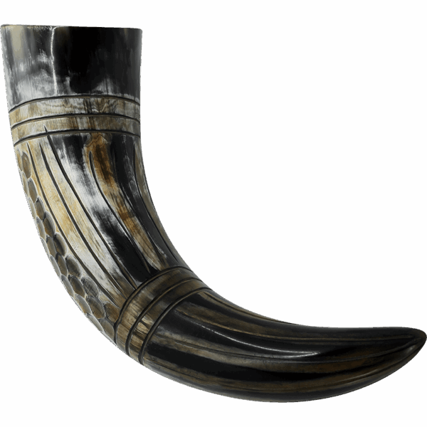 Viking Drinking Horn with Engraved Honeycomb