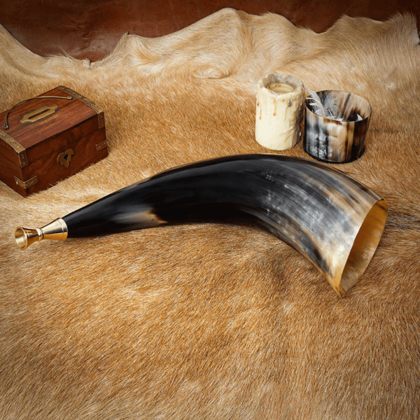 Viking Blowing Horn with Brass Mouthpiece