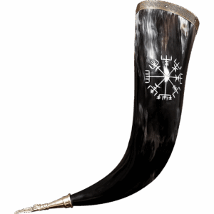 Engraved Vegvisir Viking Drinking Horn