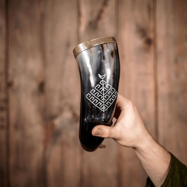 Engraved Yggdrasil Viking Drinking Horn