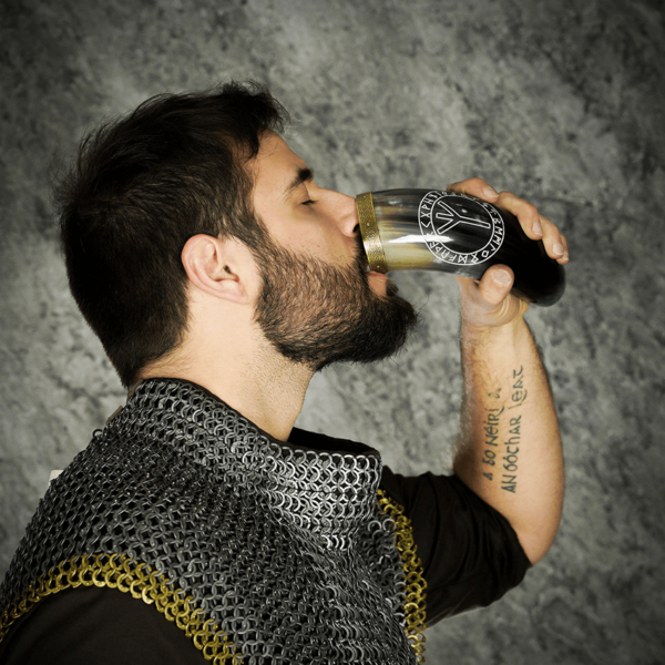 Algiz Rune Viking Drinking Horn