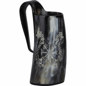 Carved Vegvisir Viking Horn Tankard
