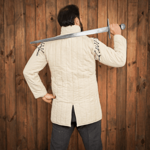 Medieval Padded Gambeson with Removable Sleeves - Ecru