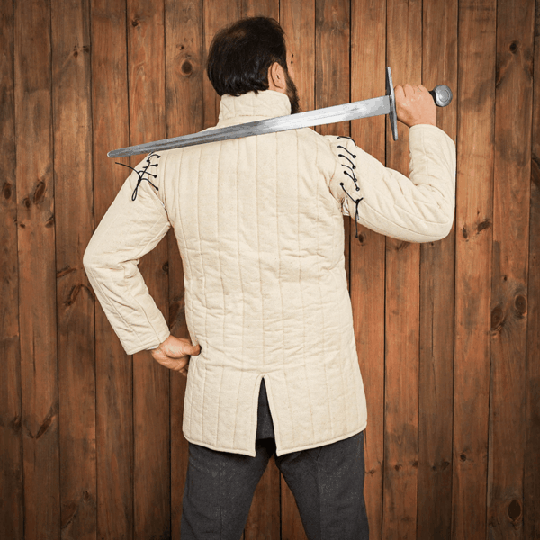 Medieval Padded Gambeson with Removable Sleeves - Ecru