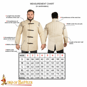 Medieval Padded Gambeson with Removable Sleeves - Ecru