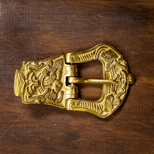 Carved Viking Brass Belt Buckle