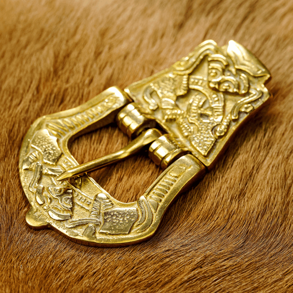 Carved Viking Brass Belt Buckle