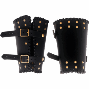 Audric Medieval Leather Bracers - Black