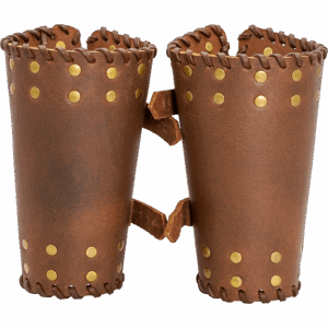 Audric Medieval Leather Bracers - Brown