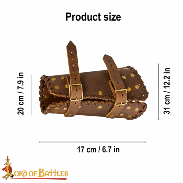 Audric Medieval Leather Bracers - Brown