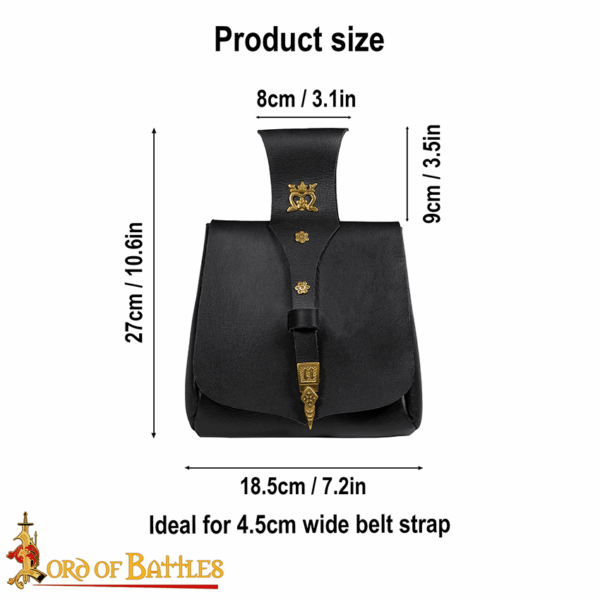 King's Courtier Leather Belt Pouch - Black