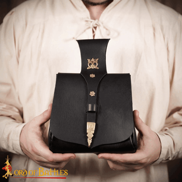 King's Courtier Leather Belt Pouch - Black