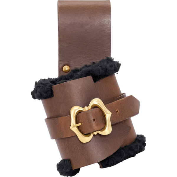 Fur Lined Leather Sword Frog - Brown