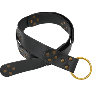 Bertrand Medieval Belt with Brass Ring - Black