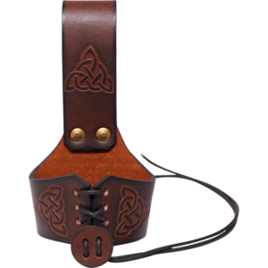 Celtic Leather Drinking Horn Holder - Brown