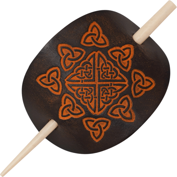 Solveig Viking Leather Hair Barrette - Brown