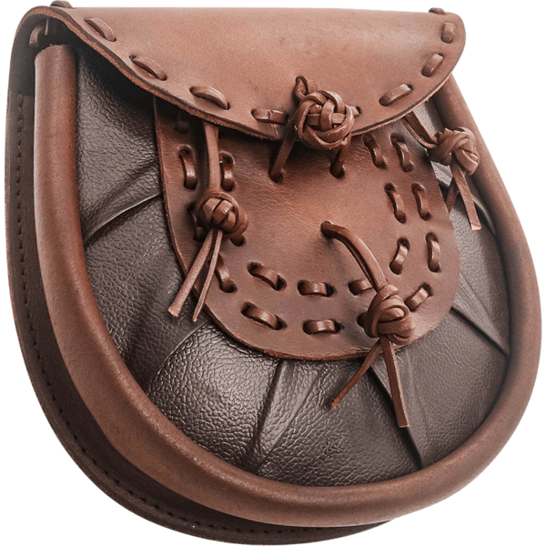 Medieval Sporran Bag with Tied Tassels - Brown