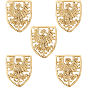 Brass Heraldic Eagle Shield Belt Studs - Set of 5