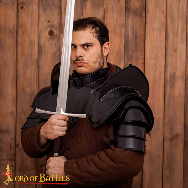 Theodoric Steel Medieval Pauldrons - Blackened