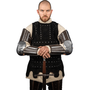 Steel and Leather Splinted Arm Armour - Brown