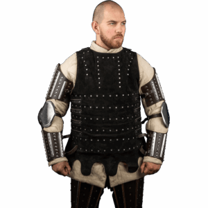 Steel and Leather Splinted Arm Armour - Brown