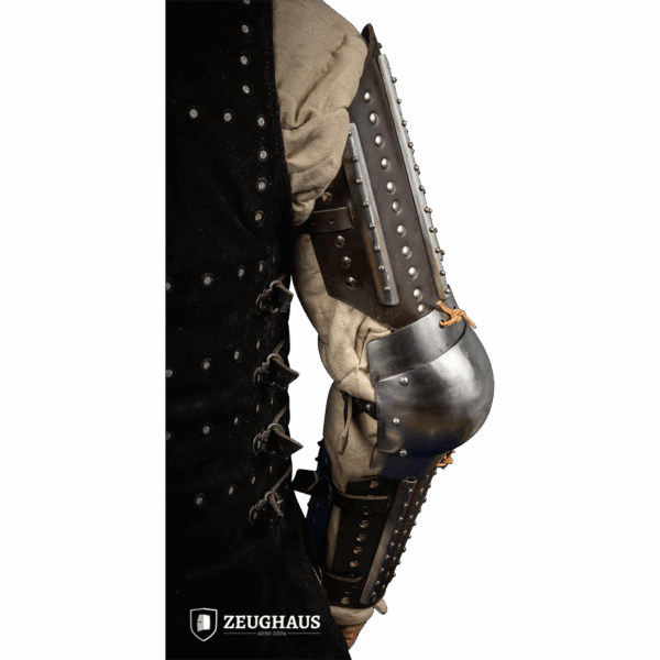 Steel and Leather Splinted Arm Armour - Brown