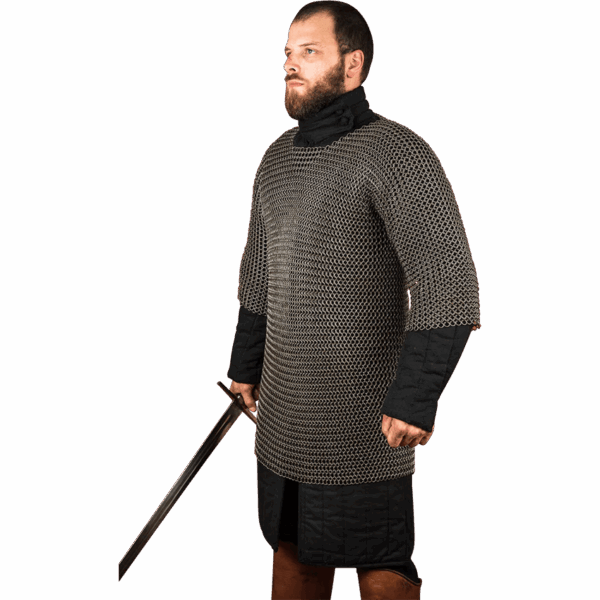 Short Sleeve Steel Chainmail Haubergeon - 9mm Round Rings