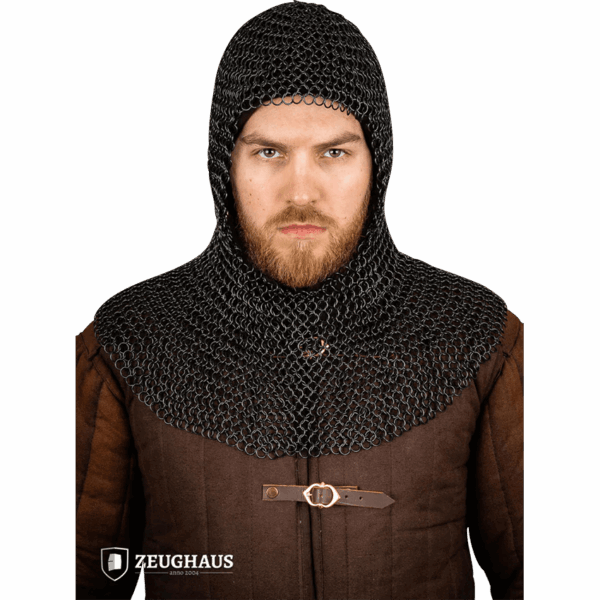 Black Dynasty Chainmail Coif - 10mm Round Rings