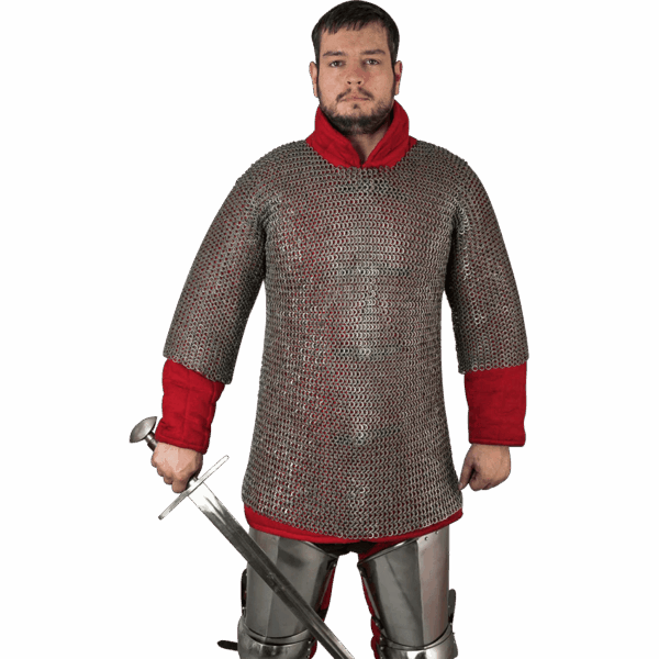 Riveted Steel Chainmail Haubergeon - 9mm Flat Rings