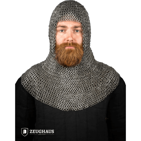 Riveted Steel Chainmail Coif - 9mm Flat Rings
