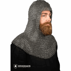 Riveted Steel Chainmail Coif - 9mm Flat Rings