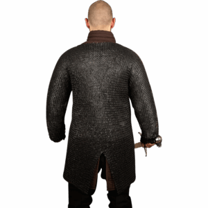 Blackened Riveted Chainmail Hauberk - 9mm Flat Rings