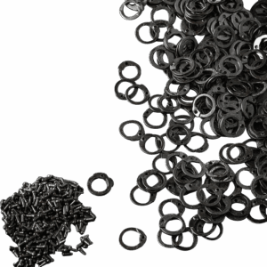9mm Flat Blackened Chainmail Rings with Rivets
