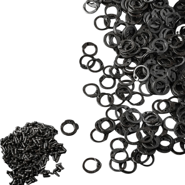 9mm Flat Blackened Chainmail Rings with Rivets
