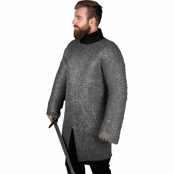Wedge Riveted Chainmail Hauberk - 9mm Flat Rings