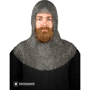 Wedge Riveted Chainmail Coif - 9mm Flat Rings