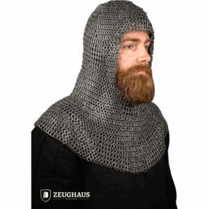 Wedge Riveted Chainmail Coif - 9mm Flat Rings