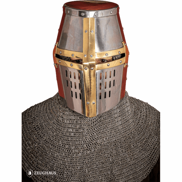 Crusader Great Helmet with Brass Accent - Polished