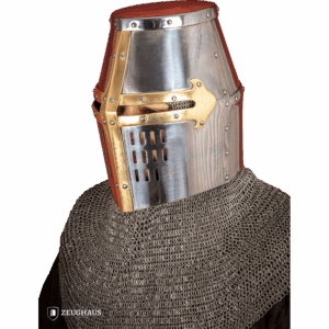 Crusader Great Helmet with Brass Accent - Polished