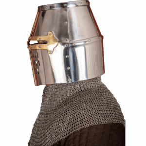 Crusader Great Helmet with Brass Accent - Polished