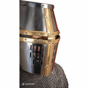 Crusader Great Helmet with Brass Accent - Polished