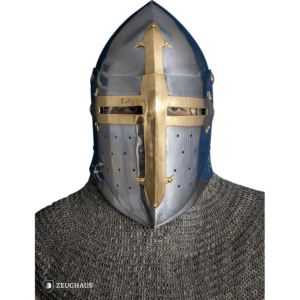 Brass Cross Sugar Loaf Helmet with Visor - Polished
