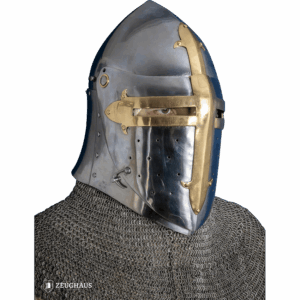Brass Cross Sugar Loaf Helmet with Visor - Polished
