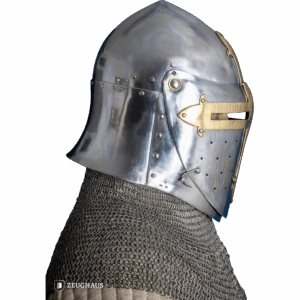 Brass Cross Sugar Loaf Helmet with Visor - Polished