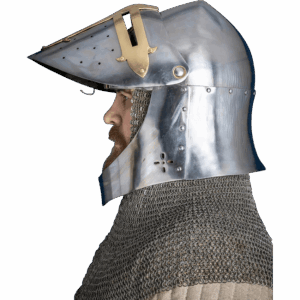 Brass Cross Sugar Loaf Helmet with Visor - Polished