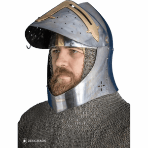 Brass Cross Sugar Loaf Helmet with Visor - Polished