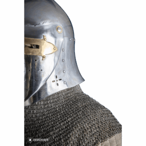 Brass Cross Sugar Loaf Helmet with Visor - Polished