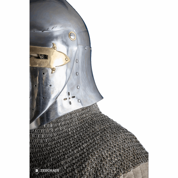 Brass Cross Sugar Loaf Helmet with Visor - Polished
