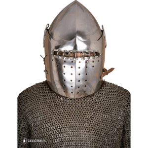 Medieval Bascinet Helmet with Visor - Polished